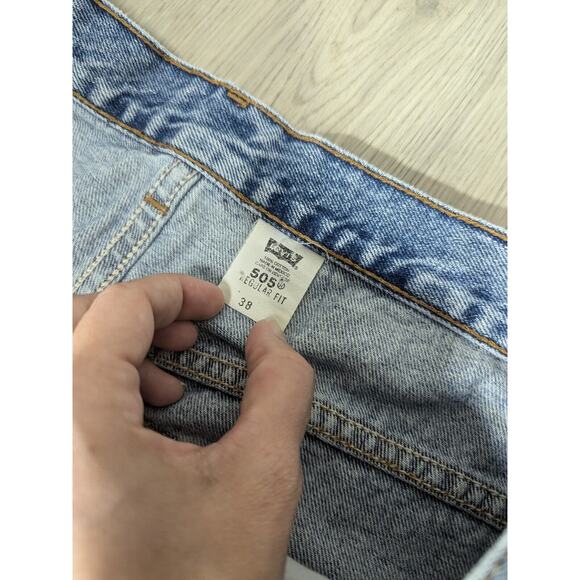 Vintage Y2K Levi’s 505 Blue Red Tab Regular Fit Men's Denim Jean Shorts Size 38 - Picture 5 of 8